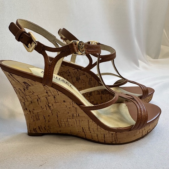 MICHAEL KORS Women's Cicely Cork Wedge Sandals - Picture 4 of 6
